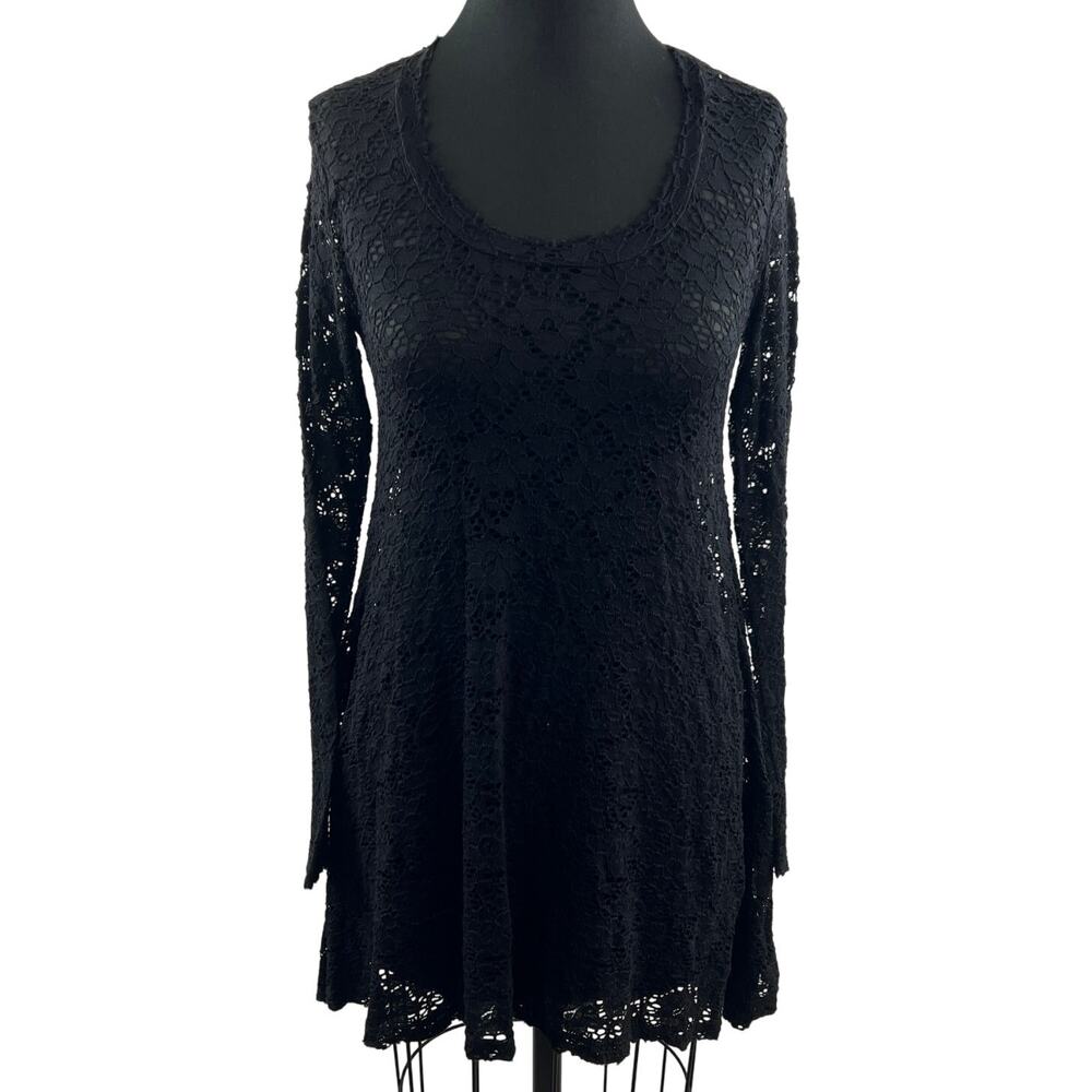 Vintage Havana Black Long Sleeve Lace Mini Dress Size M Medium NEW